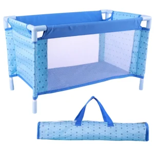 12" 22" blue retractable love printed bed for reborn baby 2 pieces living accessories